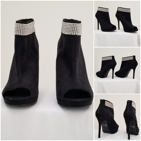 I. Miller Black Ankle Bootie with Rhinestones - Picture 2 of 2